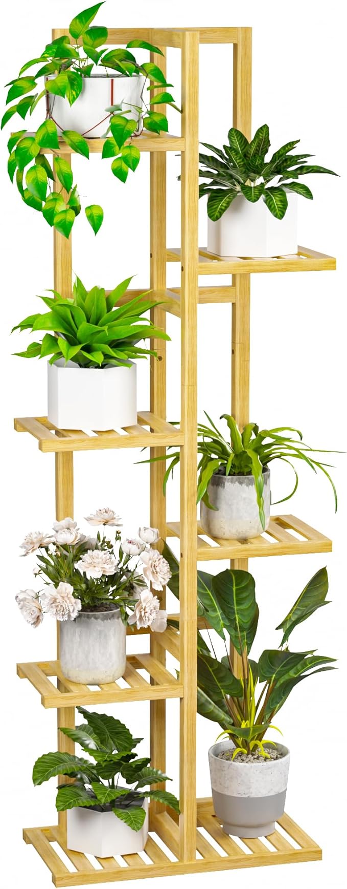 6 Tier Bamboo Plant Stand Indoor, Wood Tall Flower Holder Corner Tiered Plant by ROMGUAR+CRAFT