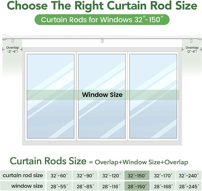 Curtain Rods for Windows 72 to 144, 1 Inch Adjustable White Extra Long Heavy - Image 7