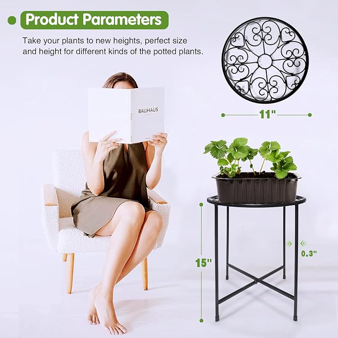 Plant Stand Indoor Outdoor, Round Metal Corner Plant Stand - Image 4
