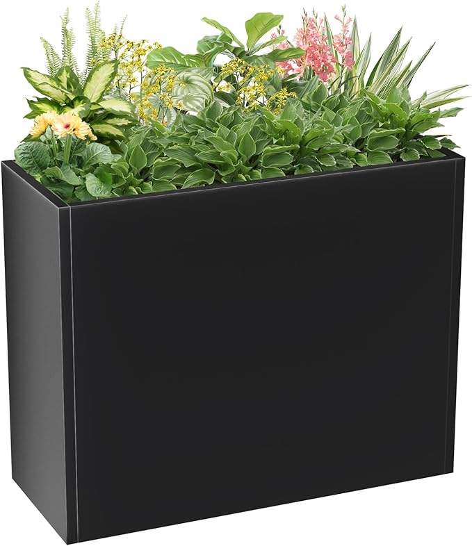Metal Large Planter Box 36" L x 12" W x 26" H, Heavy Duty Tall Rectangle by Baotree