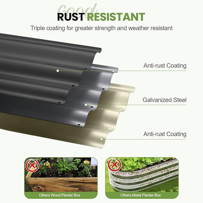 G GOOD GAIN 4-in-1 Adjustable Raised Garden Bed Kit | Galvanized Planter Boxes - Image 4