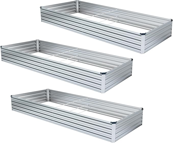 3 Pack 6x3x1FT Galvanized Raised Garden Beds Kit Outdoor Metal Gardening - Image 5