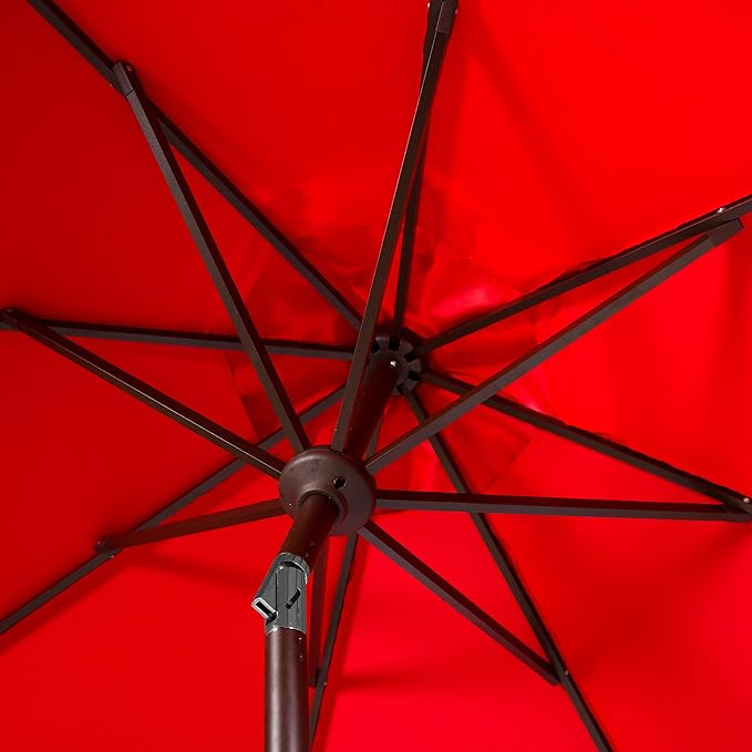 SAFAVIEH 9ft Outdoor Patio Umbrella, Auto Crank Tilt, UV Resistant - Image 4