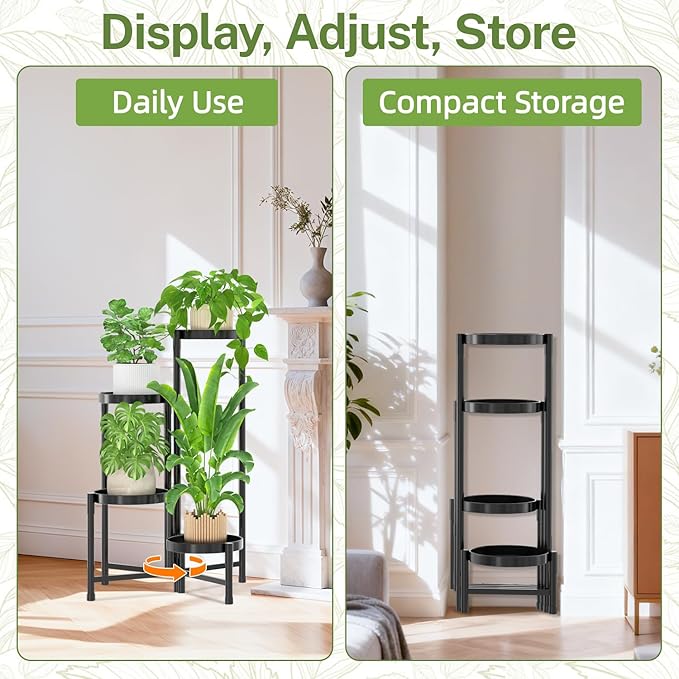 iDavosic.ly Plant Stand Indoor Outdoor, 4 Tier Corner Metal Flower Display - Image 8
