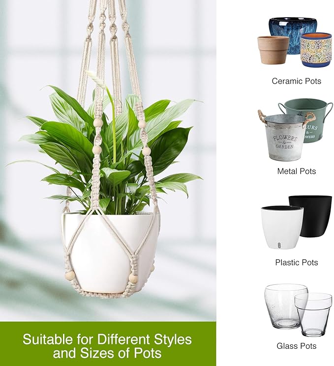 Macrame Plant Hanger Indoor Set of 4 - Image 5