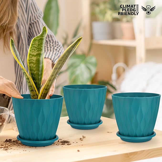 6 inch Plant Pots, 5 Pack Flower Pots Outdoor Indoor, Planters - Image 5