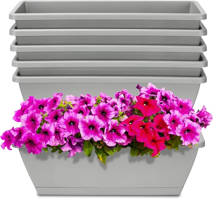 Window Box Planter, 6 Packs 17 Inches Rectangle Planters Box by OSMOFUZE