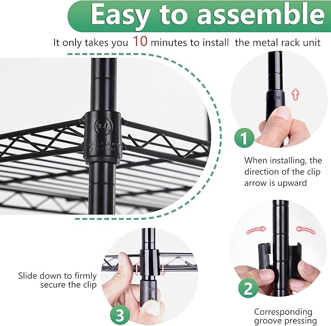 BestOffice | 5-Tier Wire Storage Shelves | 22x12x48 | Black | - Image 4