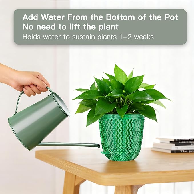 QCQHDU 2 Pack Self Watering Pots, 5.7 Inch Flower Pots - Image 3