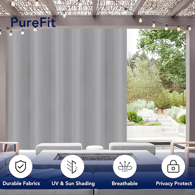PureFit Outdoor Curtains for Patio Waterproof Weatherproof, UV Resistant - Image 3