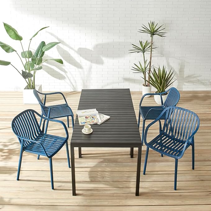 Modern Stackable Outdoor & Indoor Plastic Dining Chairs Set, Armchairs Set - Image 3