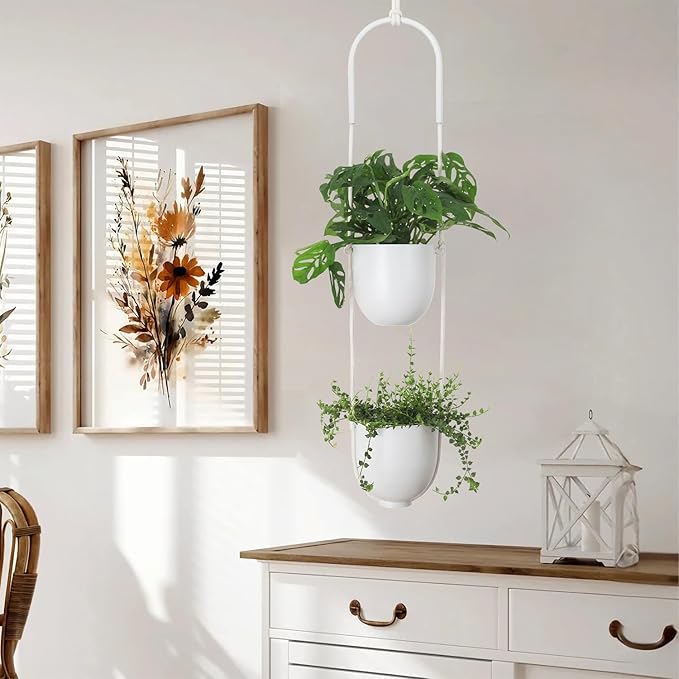 Hanging Planters 2 Tiers Metal Plant Hangers - Image 2