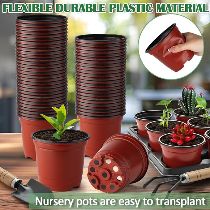 4 inch Round Nursery Pots 60pcs, 12 Cell Nursery Pots Trays 5 Pcs, Sturdy Seeds - Image 4