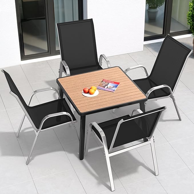 Patio Chairs Set of 4, Easily Set Up Stackable Outdoor Dining Chairs - Image 2