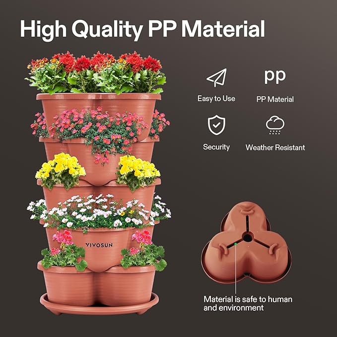 VIVOSUN 5 Tier Vertical Gardening Stackable Planter - Image 3