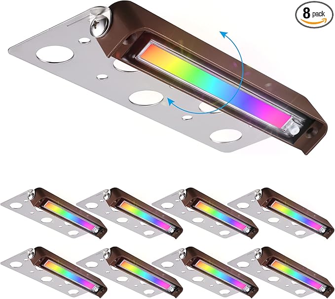 LEONLITE 8-Pack Premium Series RGB 7 Inch 3W LED Retaining Wall Lights Swivel by LEONLITE