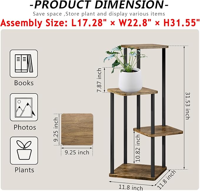 AZERPIAN Plant Stand 4 Tier Indoor Metal Flower Shelf - Image 4
