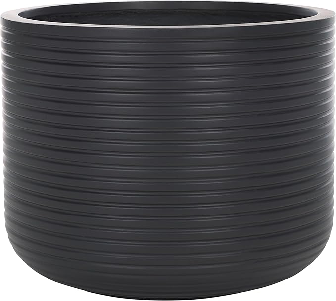 SAFAVIEH Outdoor Collection Nardo Black Cement Ficonstone Planter Pot - Image 6