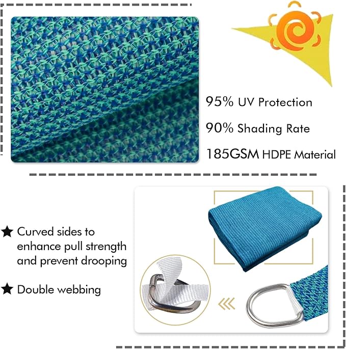 KANAGAWA 18'X22' Turquoise Mix Custom Size Sun Shade Sail Rectangle UV Block - Image 3