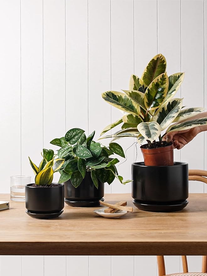 LE TAUCI Ceramic Plant Pots, 4.3+5.3+6.8 inch, Planters - Image 5
