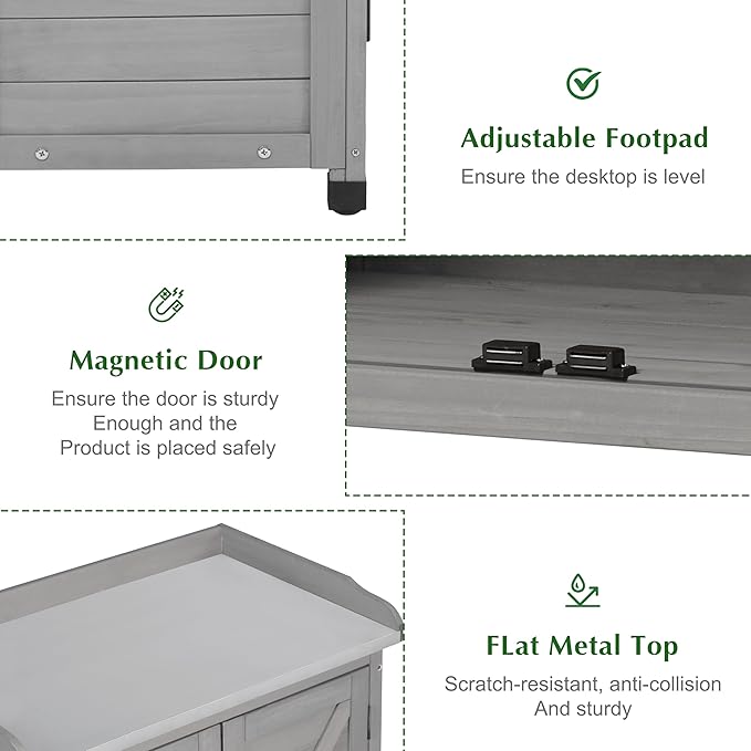 Outdoor Storage Cabinet & Potting Bench Table - Image 6
