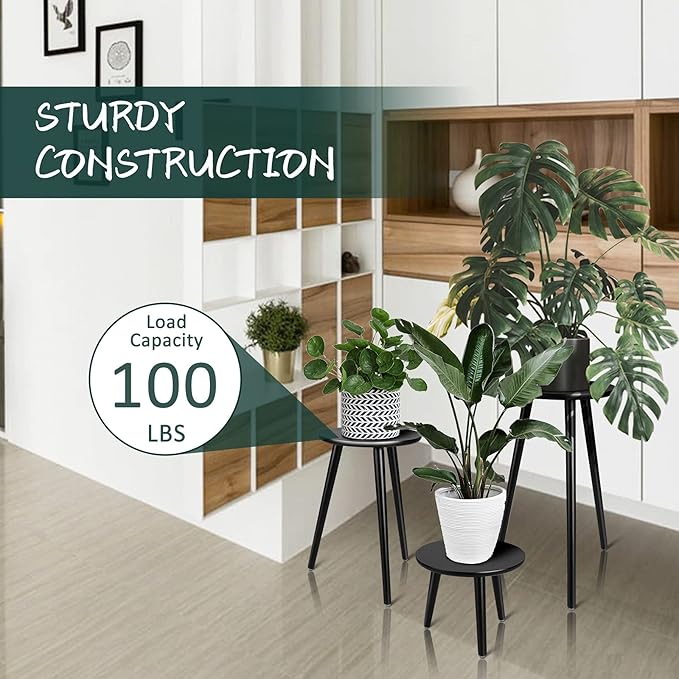 Uneedem Indoor Plant Stand, Modern Plant Table 8.9" Tall Wood Mid Century - Image 7