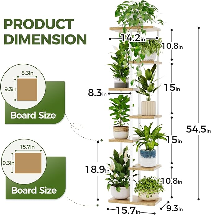 Bamworld Tall Plant Stand Indoor, 7 Tier Plant Shelf - Image 4