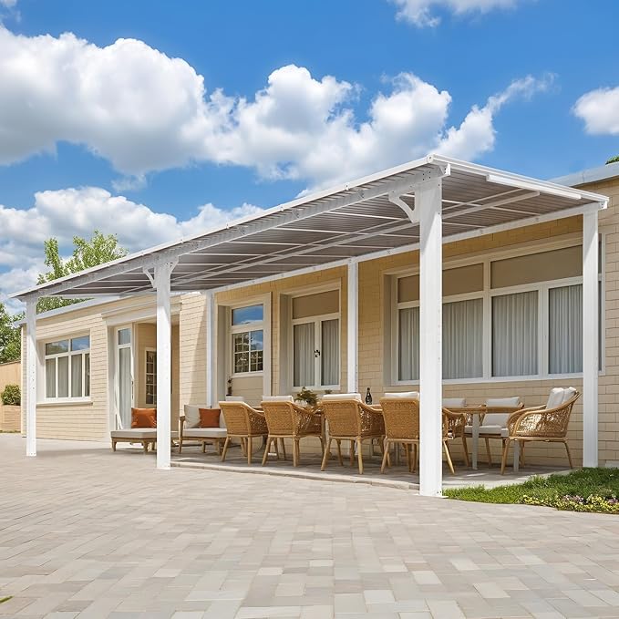 AECOJOY 20' x 10' White Gazebo Outdoor Pergola by AECOJOY
