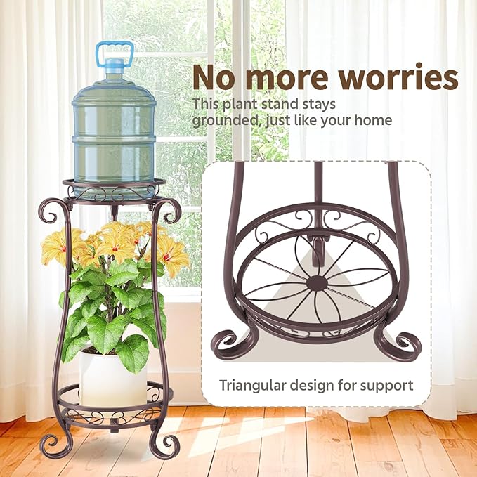 LASZOLA 2 Tier Bronze Metal Plant Stand - Image 3