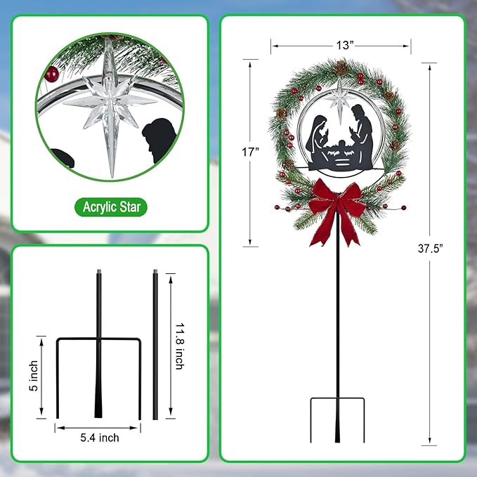 Solar Powered Nativity Scene, Hokfirm Christmas Yard Stakes Outdoor Christmas - Image 6