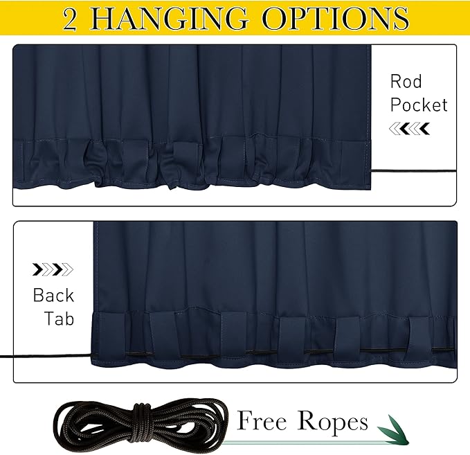 NICETOWN 2 Panels Outdoor Curtains Waterproof Extra Long 84" - Image 5