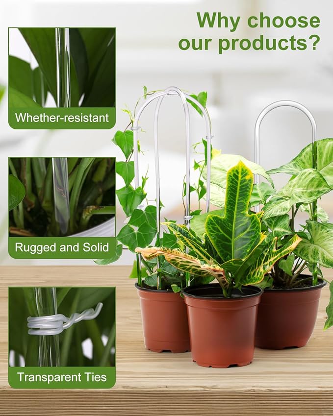 16 Inch U-Shaped Acrylic Plant Trellis, Small Houseplant Trellis Garden - Image 6