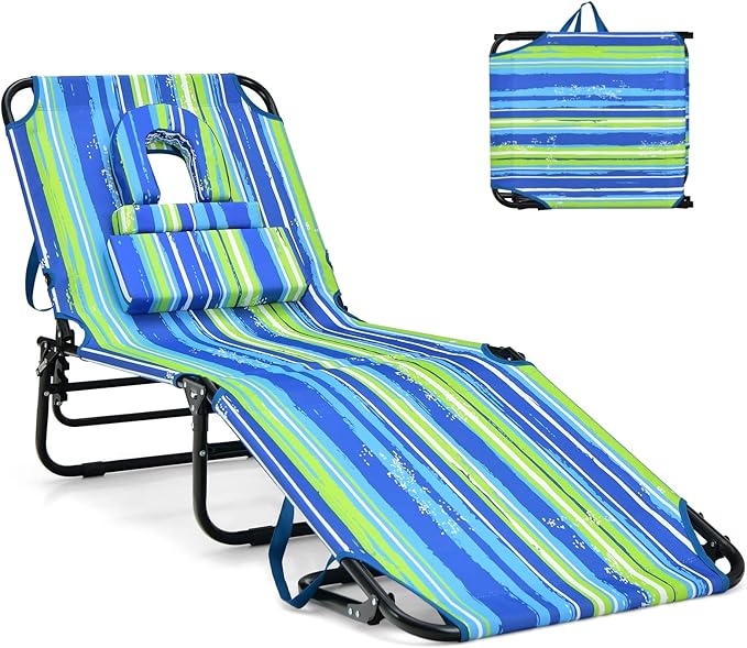GYMAX Tanning Chair, 350lbs Beach Lounge Chair by GYMAX