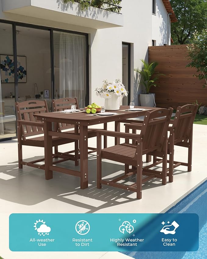 Ciokea HDPE Outdoor Patio Dining Chairs Set of 2, All-Weather Porch Chair - Image 3