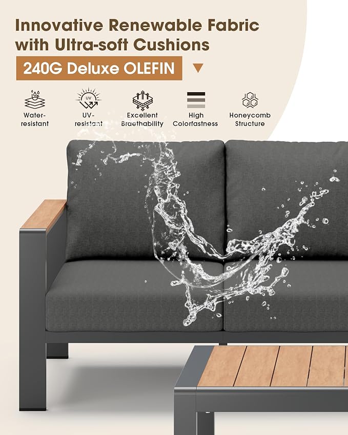Aluminum Outdoor Patio Furniture Loveseat, All-Weather Patio Conversation Sets - Image 4
