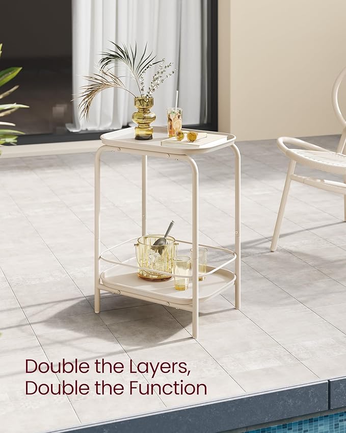 VASAGLE 2-Tier Outdoor Table, Small Side End Table - Image 4
