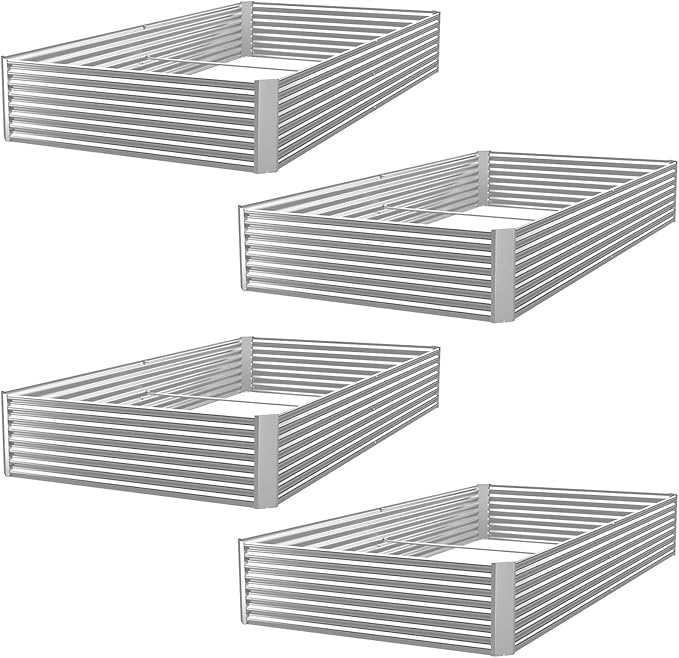 FRIZIONE 4pcs 4x2ft Galvanized Raised Garden Bed Outdoor, Above Ground Garden by FRIZIONE