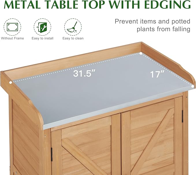 Outdoor Storage Cabinet & Potting Bench Table - Image 3