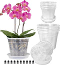 Orchid Pot with Saucers, 4 Each of 4.3", 5.5" Orchid Pots with Holes by HOLANHING
