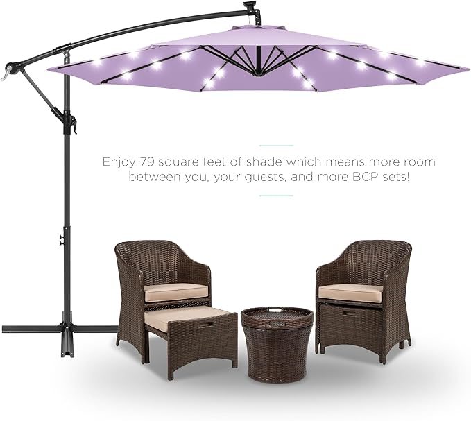 Best Choice Products 10ft Solar LED Offset Cantilever Hanging Market Patio - Image 2