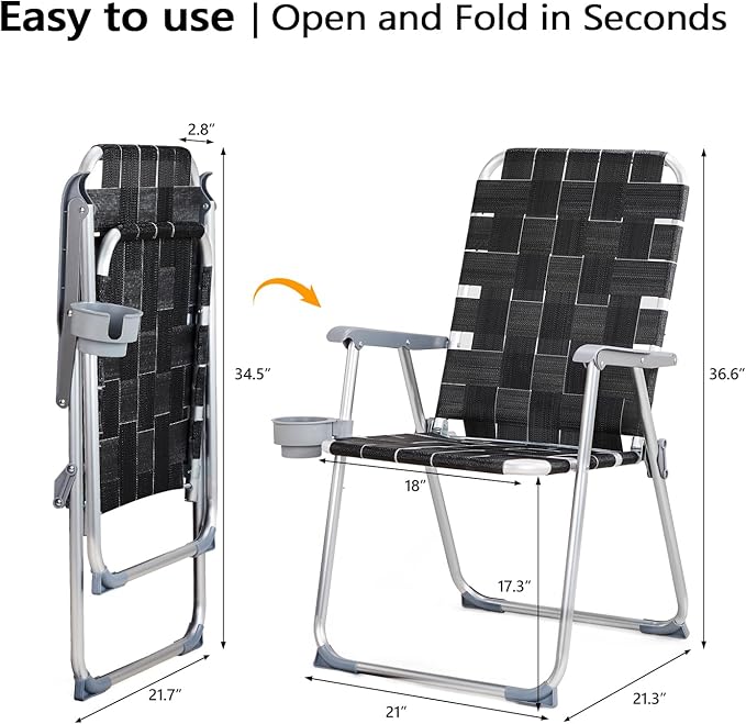 VINGLI Aluminum Patio Lawn Chairs Folding Set of 2 - Image 3