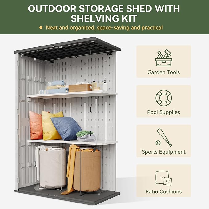Aoxun White Resin Outdoor Storage Shed - Image 2