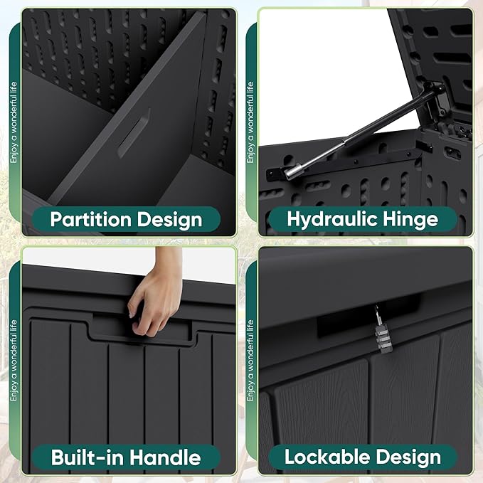 JUMMICO 160 Gallon Resin Outdoor Storage Deck Box - Image 2