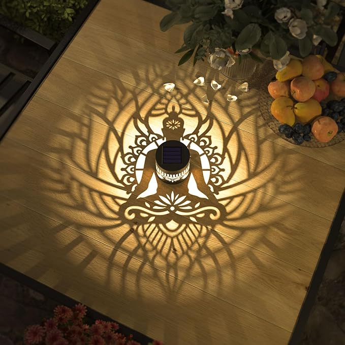 4 Pack Solar Fence Lights Metal Solar Powered Outdoor Wall Deck Step Lights Zen - Image 6