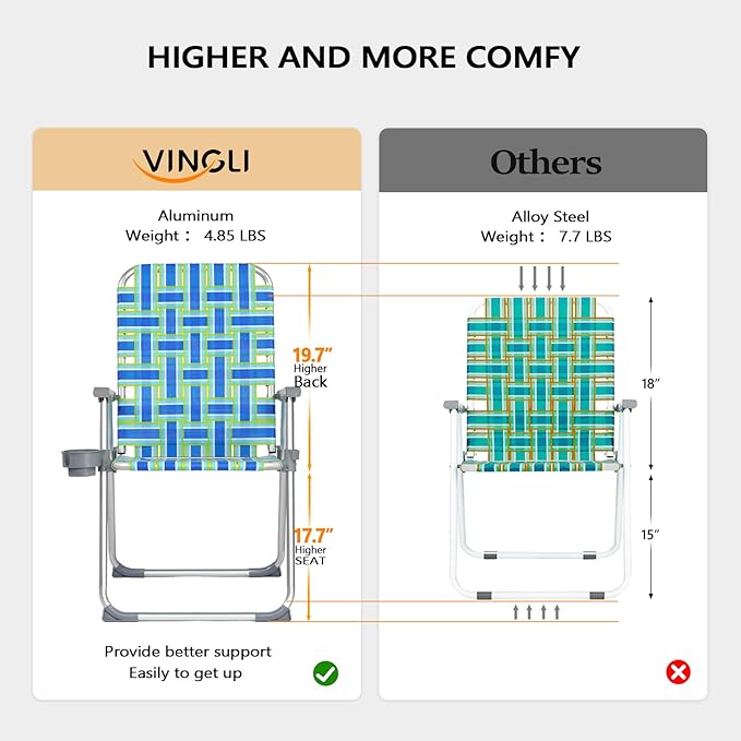 VINGLI Aluminum Patio Lawn Chairs Folding Set of 2 - Image 3