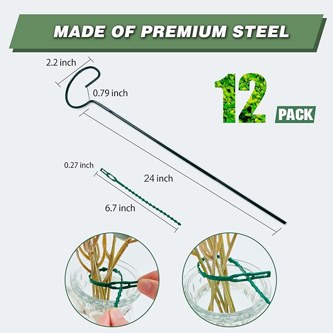Joyhalo 12 Pack Plant Support Stakes 24 Inch, Plant Stakes, Flower Stakes - Image 3
