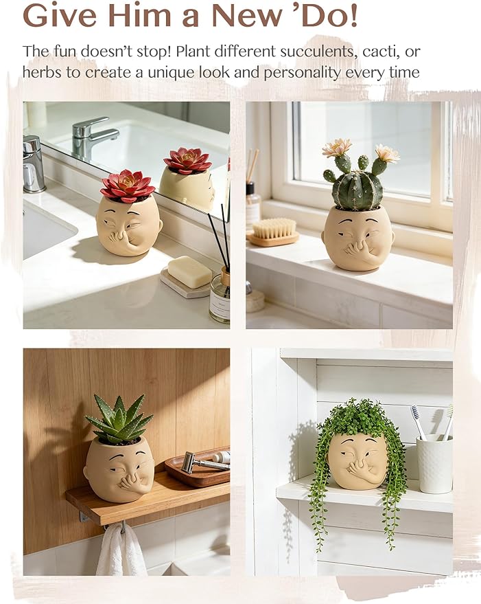Funny Bathroom Planter Decor: Quirky Holding Nose Plant Pot Indoor - Image 5