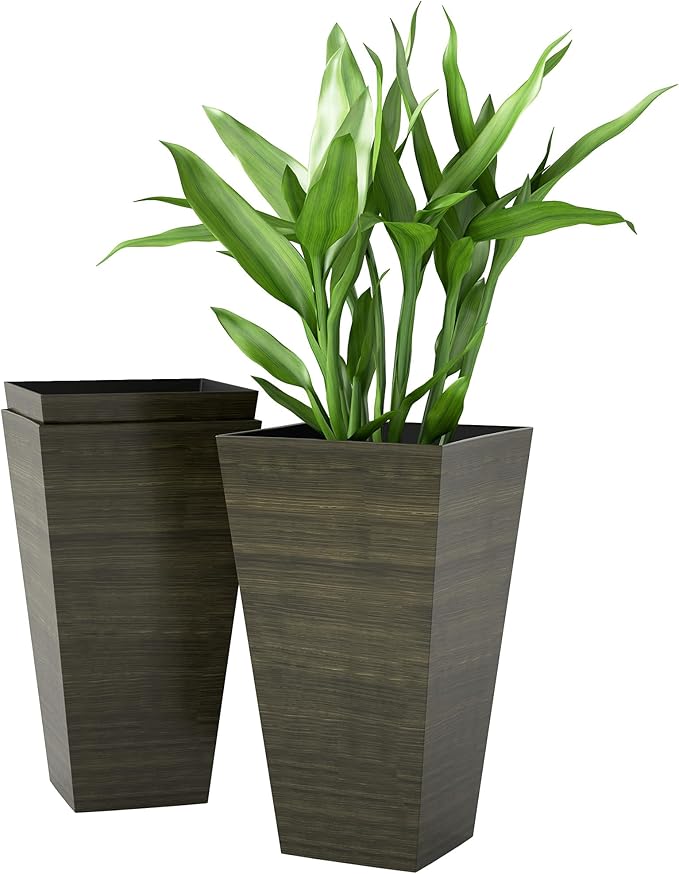 Outsunny Tall Planter for Outdoor Plants Set of 3, 28 Inch Taper Planter by Outsunny