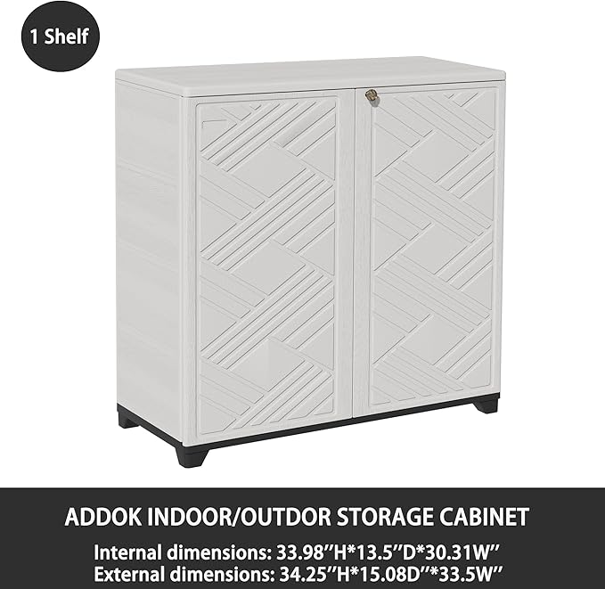 ADDOK Indoor Outdoor Plastic Storage Cabinet 34"x15"x34" - Image 5