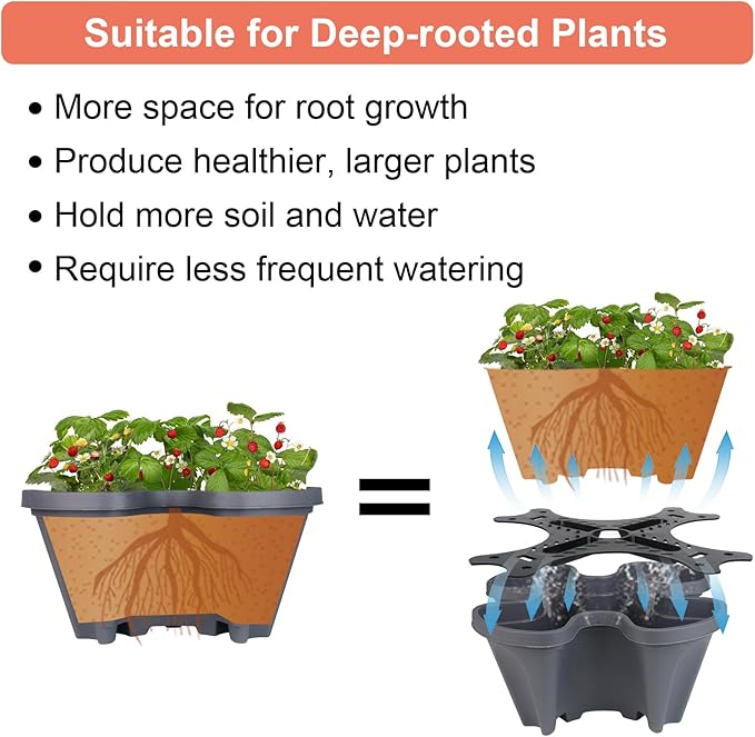 GameXcel Vertical Planter 5 Tier Stackable Planters Garden Planters Strawberry - Image 6
